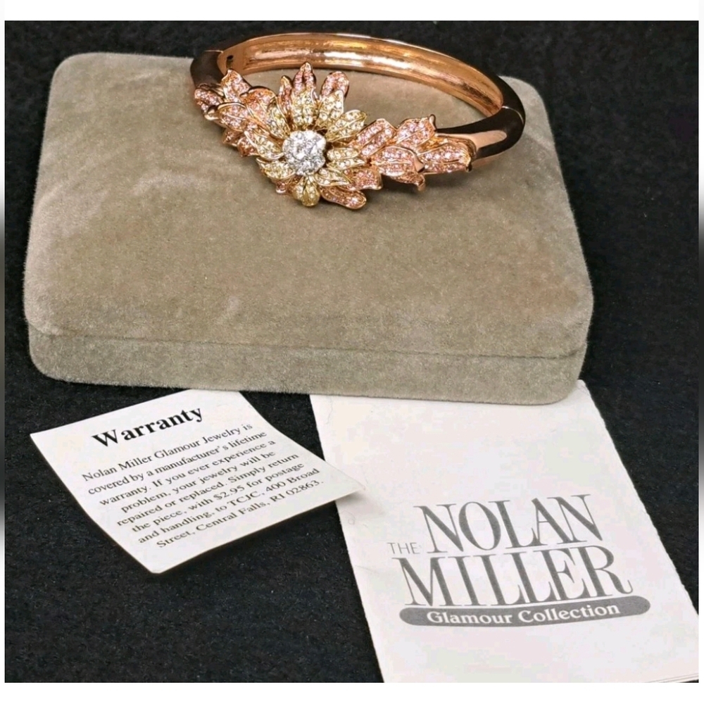 Vintage Nolan Miller Parc De Bagatelle Rhinestone Floral Bracelet